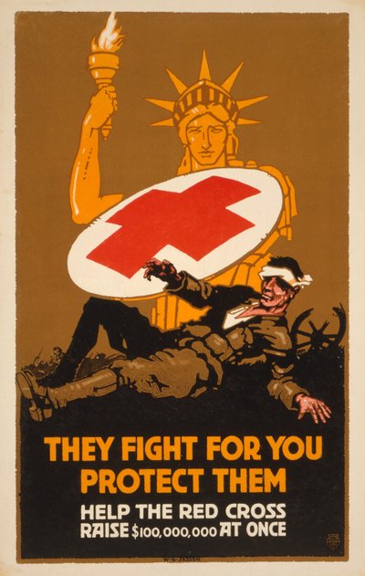 Fundraising Poster for the Red Cross, pub. 1917 by W. G. Sesser